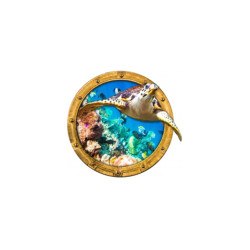 Décoration adhésive fond de piscine tortue hublot - 120 cm