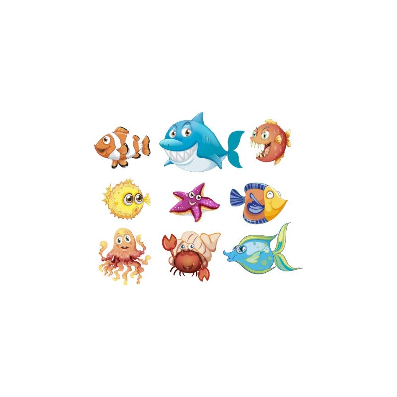 Décoration adhésive fond de piscine LOT DE 4 Illustrations