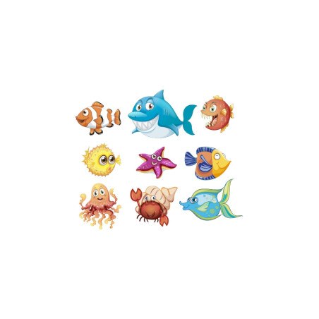 Décoration adhésive fond de piscine LOT DE 4 Illustrations