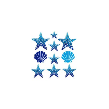 Estrellas y conchas de cristal - Decoración para piscina