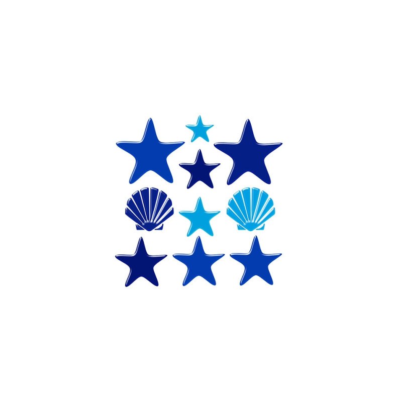 Blue stars and shells - swimming pool decoration